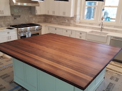 Walnut Edge grain butcher block countertop, 3/8” roundover. Butchers wax finish. Installed in Marvin, NC